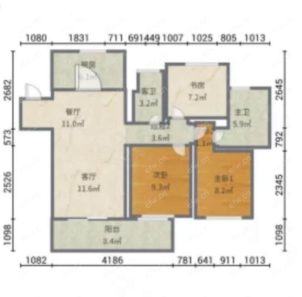 婚装全明东边户room房,village 格局工整合理