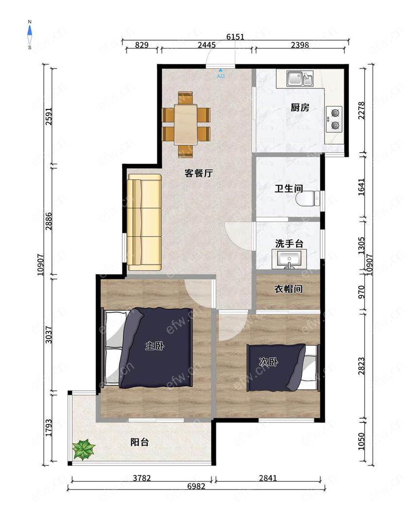 新惠家园（二期51-121） 2室2厅