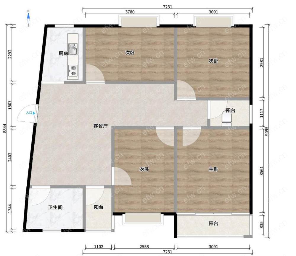 3室2厅2卫建乐家苑.