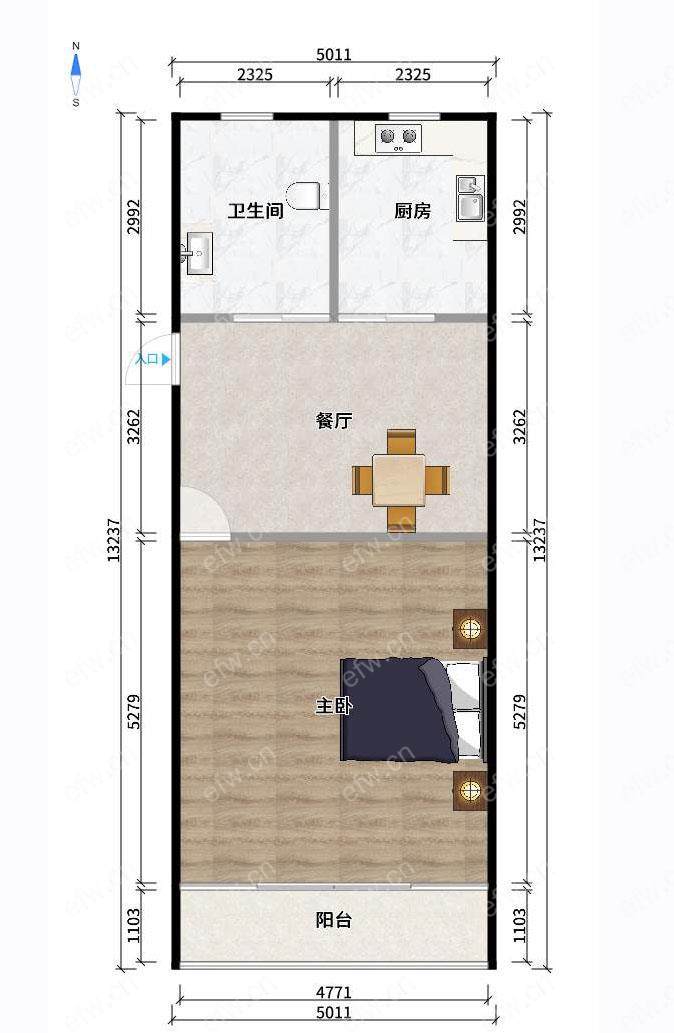 宁海里小区（一期） 1室1厅 47平