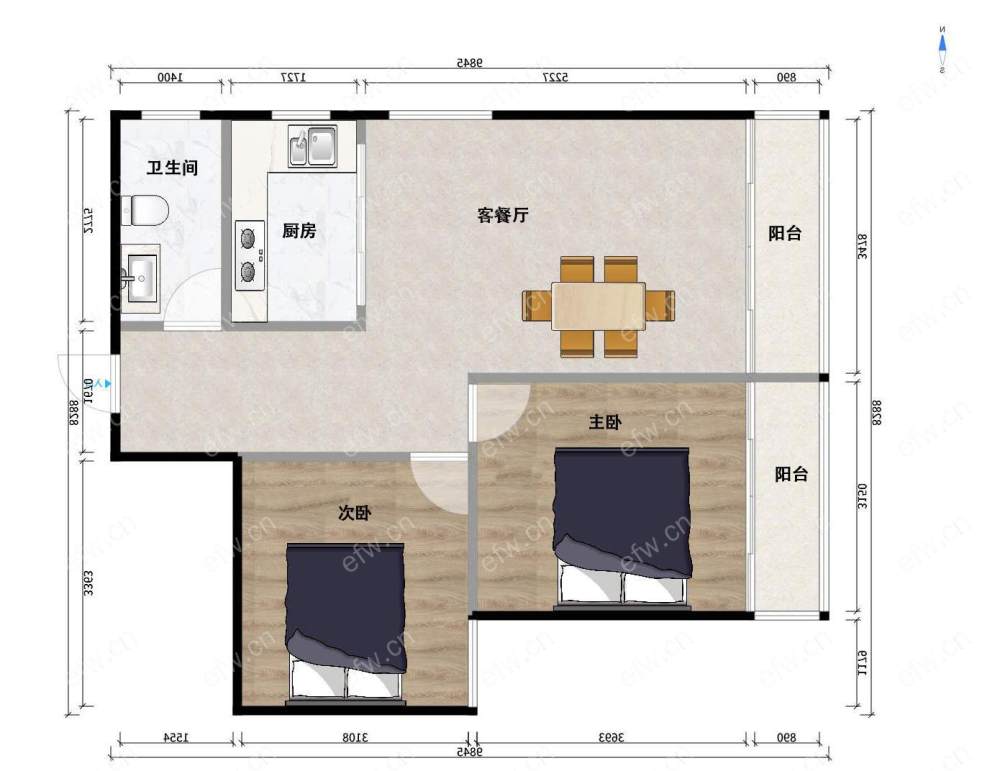 阳光100际新城 2室2厅