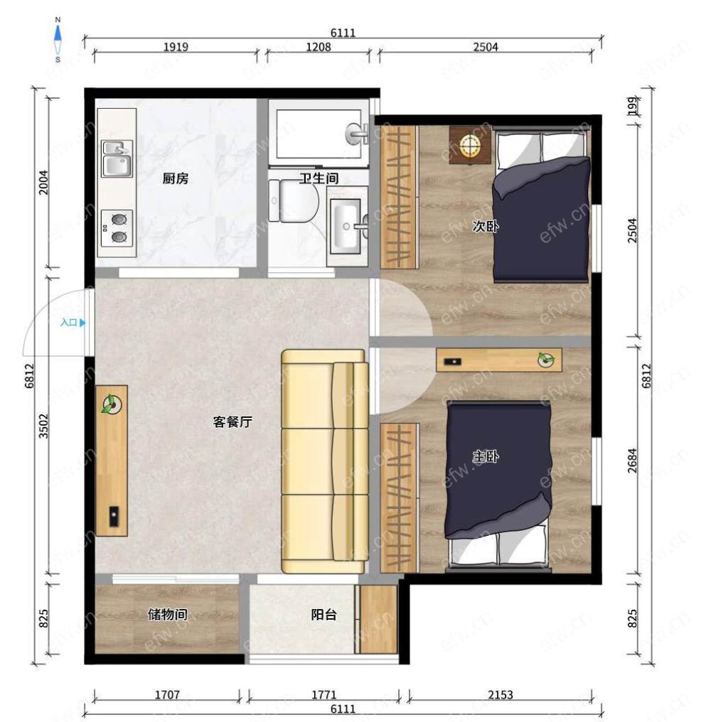 阳光城市花园D区 精装2室1厅 2024可以用