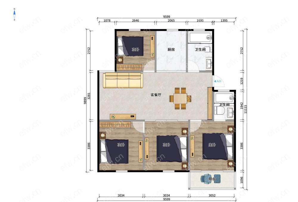 刚花30万装修的新房子拎包入住户型方正采光极好