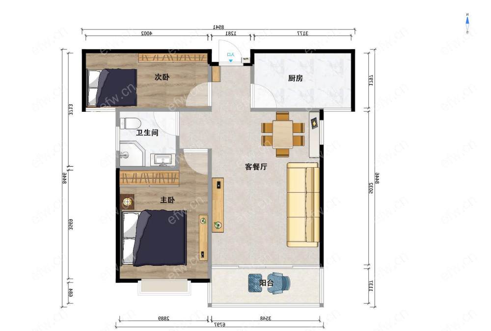 世茂首府（天域景园） 2室2厅 85.95平