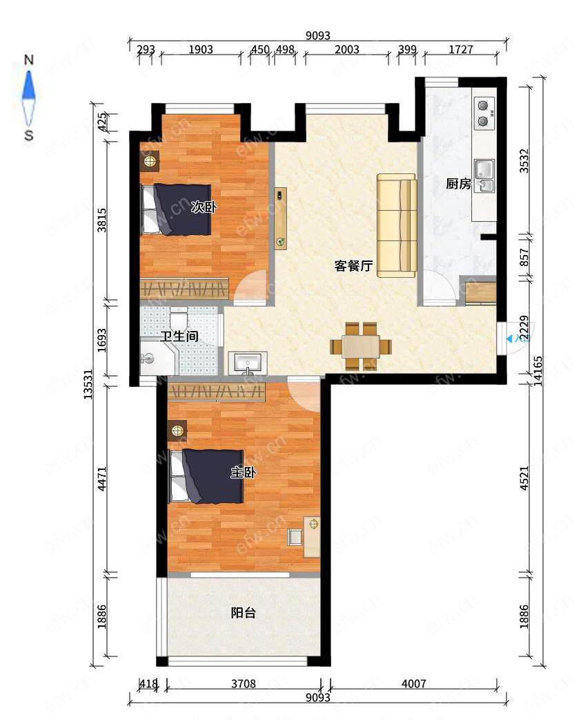美湖家园2室2厅1厨1卫