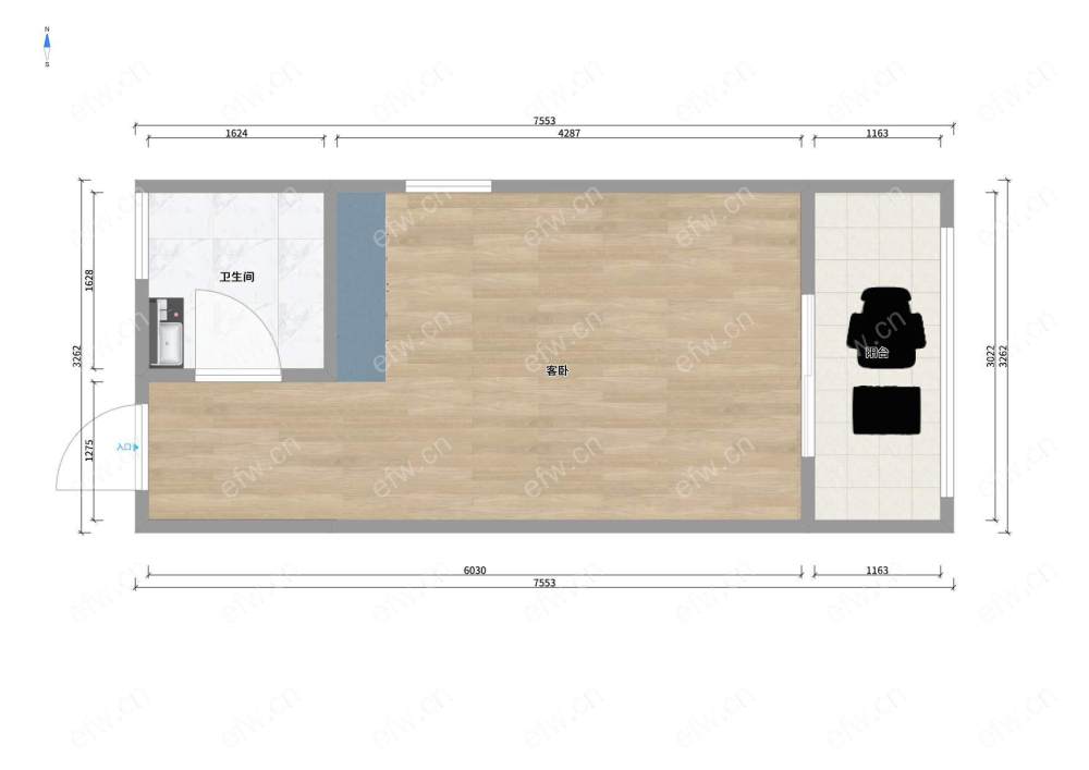 五洲香缤公寓精装一室一厅，房东急售，送全屋家具家电