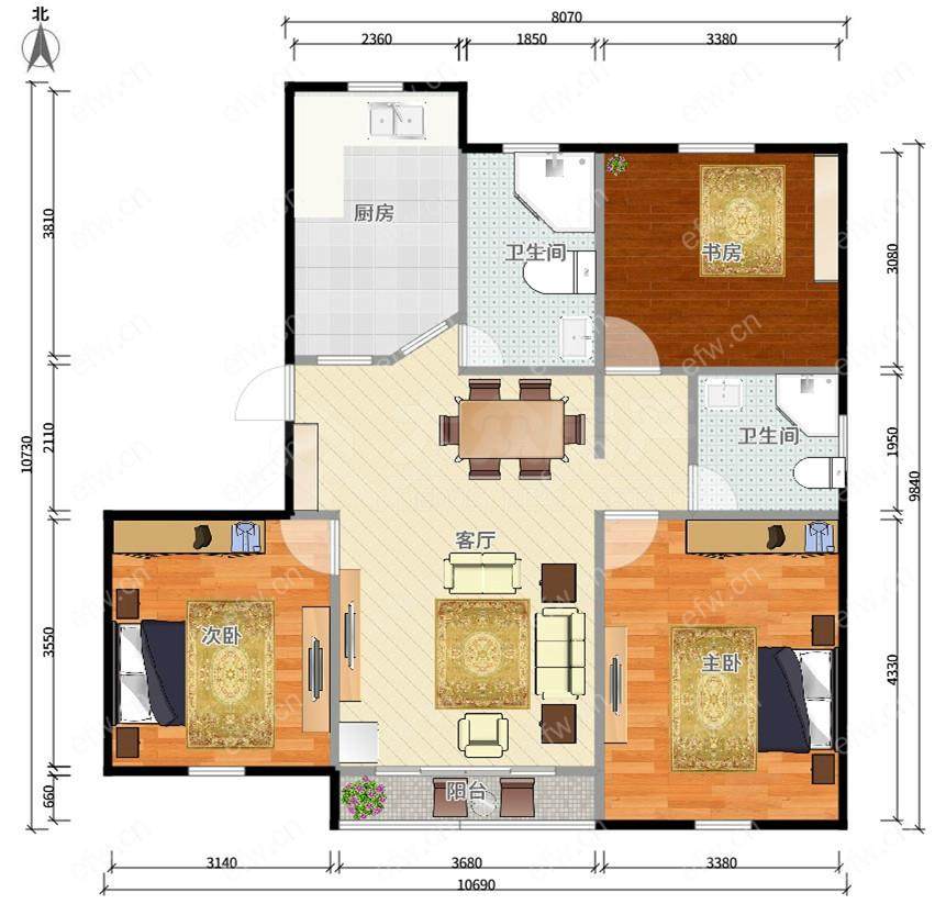 一中对面兴隆苑3房2厅 大户型