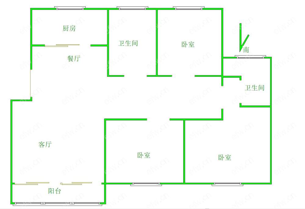 婚装全明东边户3房,天河小区 格局工整合理