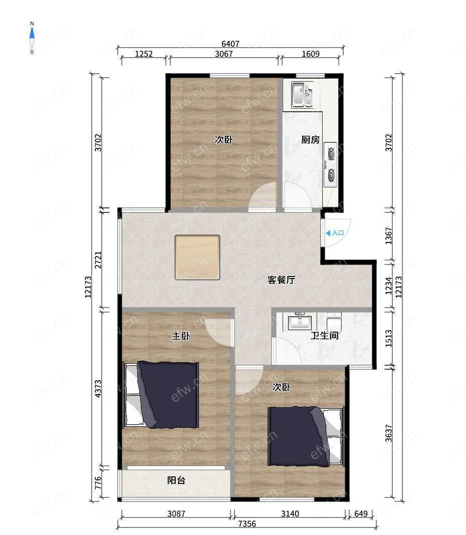 五河苑 3室1厅次顶层 光线充足 户型通透