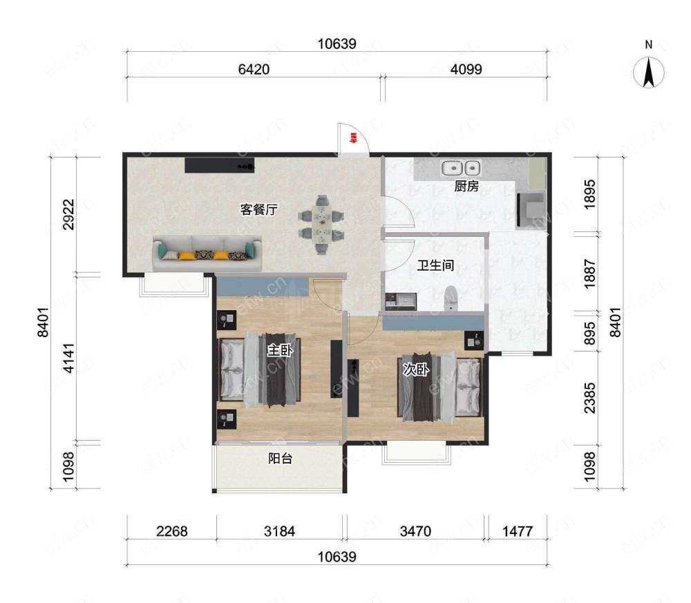 金科世界城B区 2室2厅