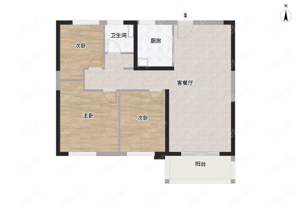 全明东边户3房,太平洋城中城三期B区(惠太商业广场） 格局工整合理