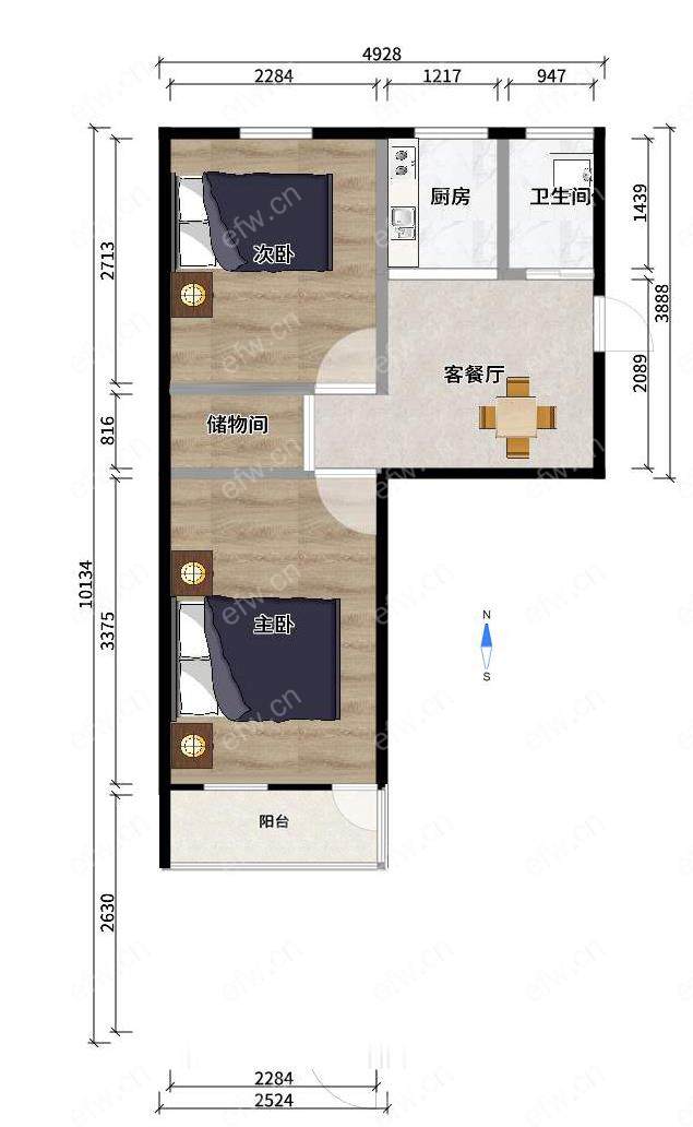 金城新村南北通透的2房，居家装修。