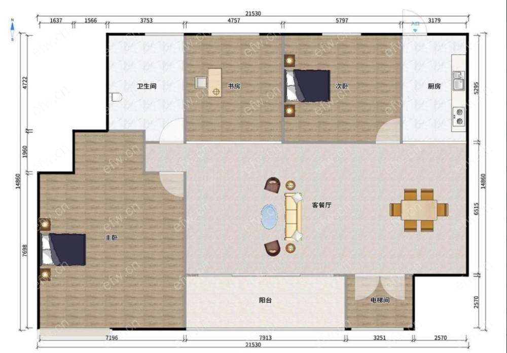 中建溪岸观邸3室2厅出租