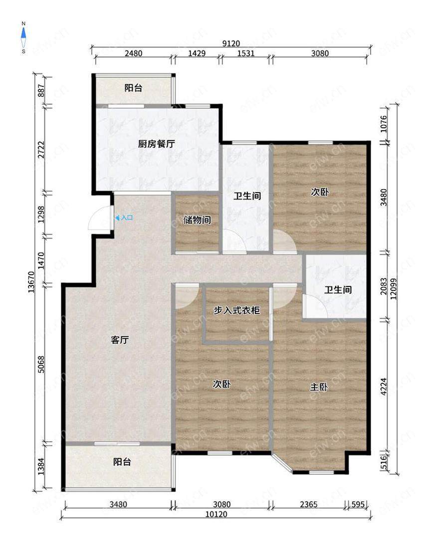 惠泉花园 经典3房 东边户 全明 精装修！