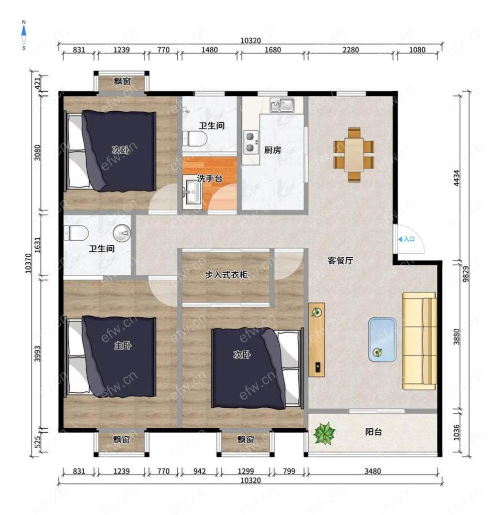 婚装全明东边户3房,隆泉园 格局工整合理