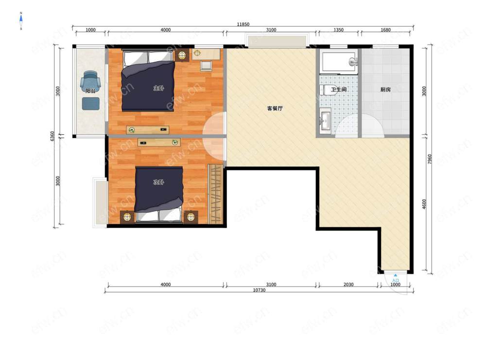 住友家园四期（新） 2房 全明户型 另送家电