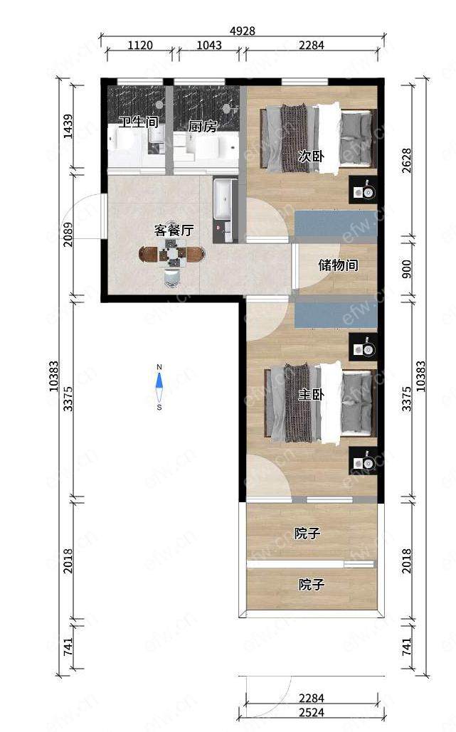 翠园新村(沁芳苑) 2房带院子 全明户型 另送家电