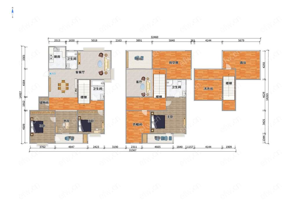 新江南花园 4室3厅顶楼有大露台