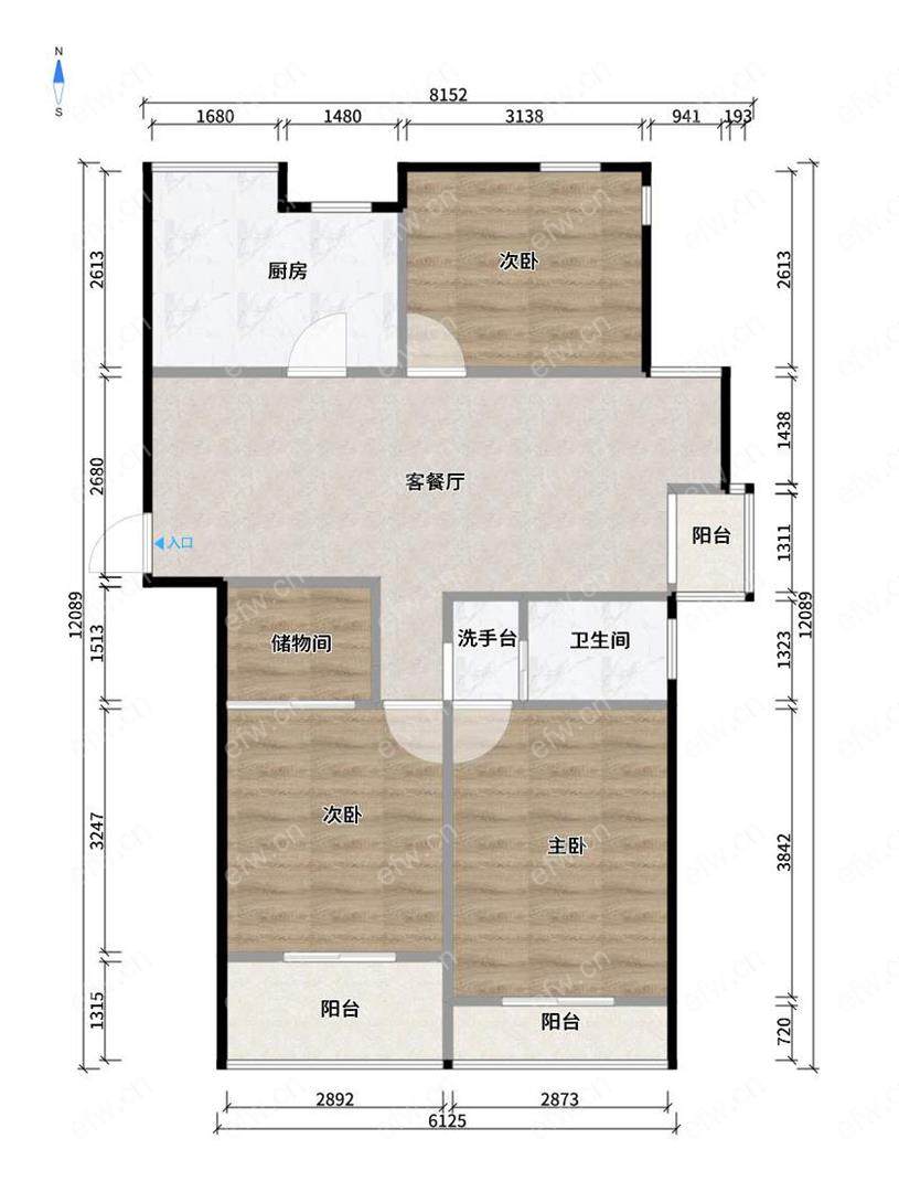 婚装全明东边户3房,二泉紫园 格局工整合理