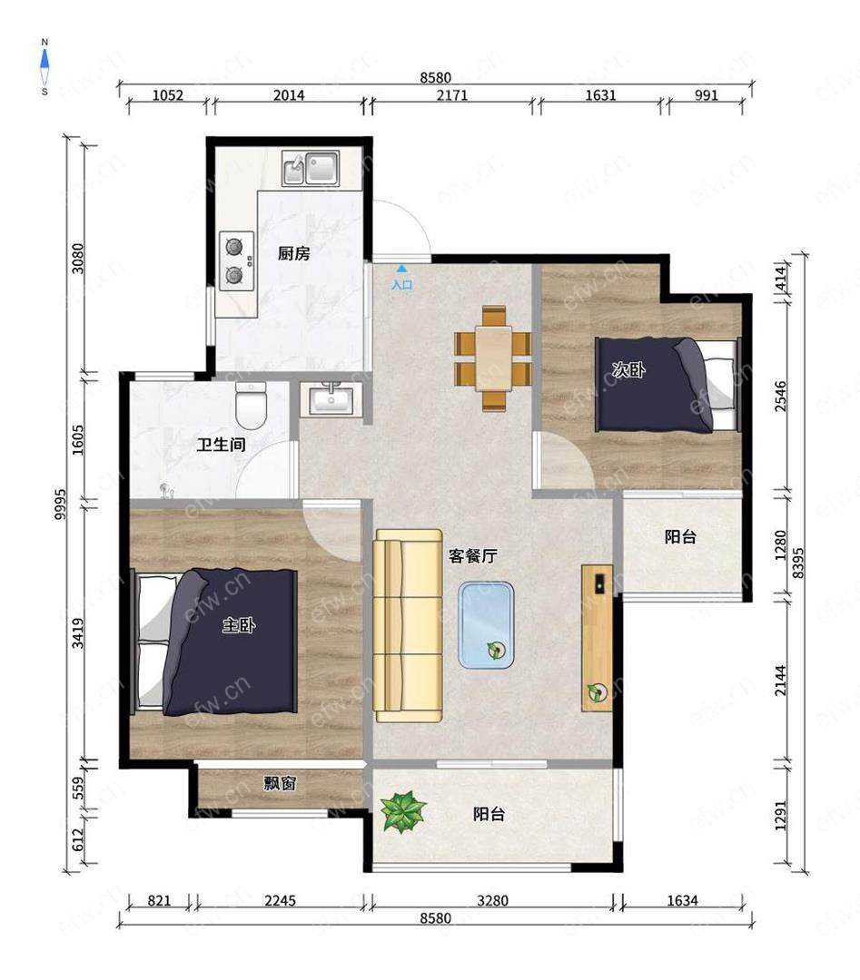 天渝骏园精装2房2厅东林集团