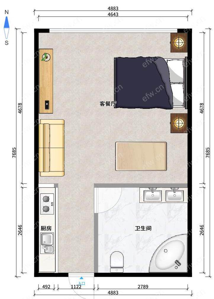 奥林匹克花园 1室1厅