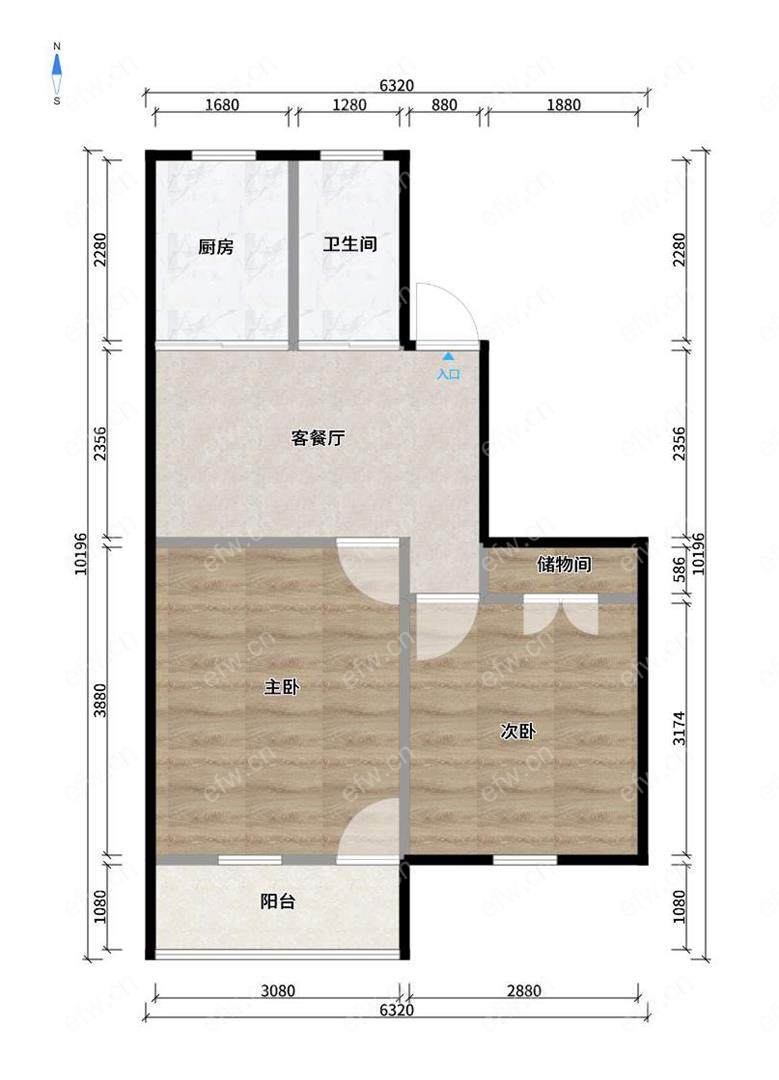 盛岸路 2室1厅 68.28平