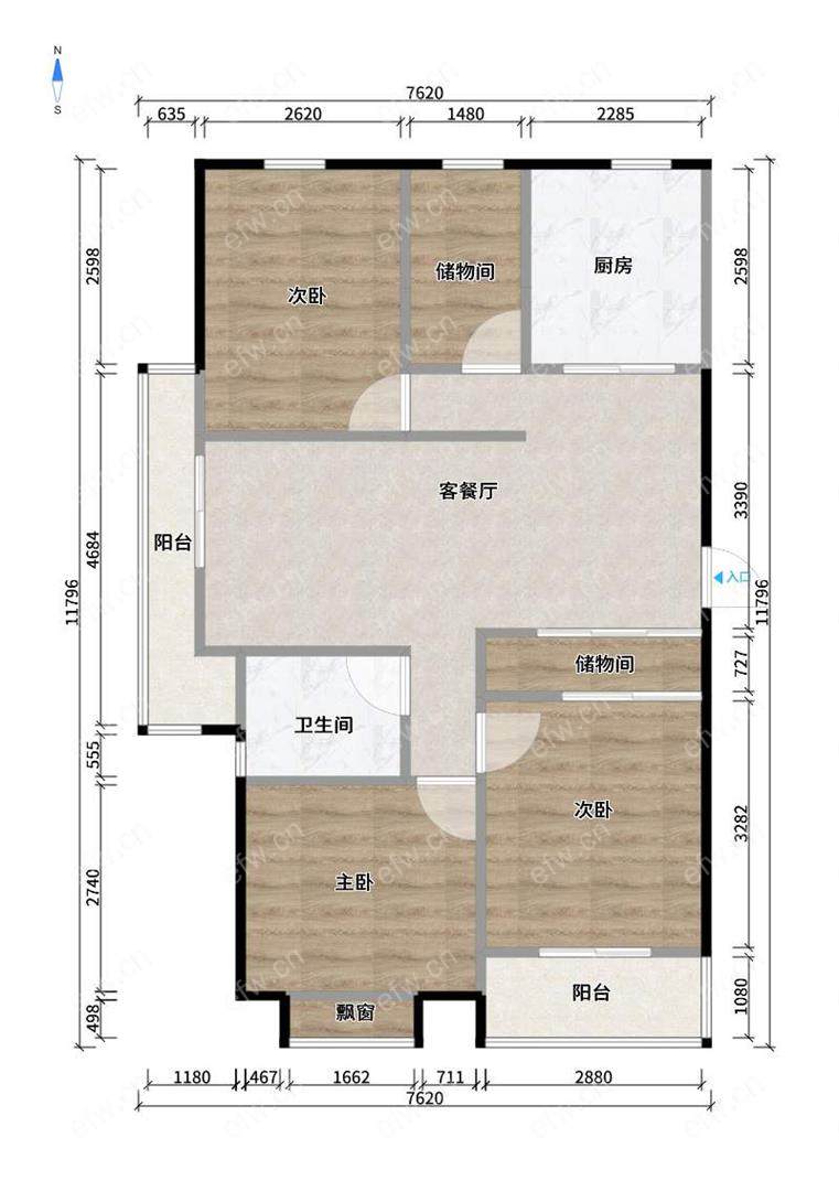 苹果园际社区 3室2厅