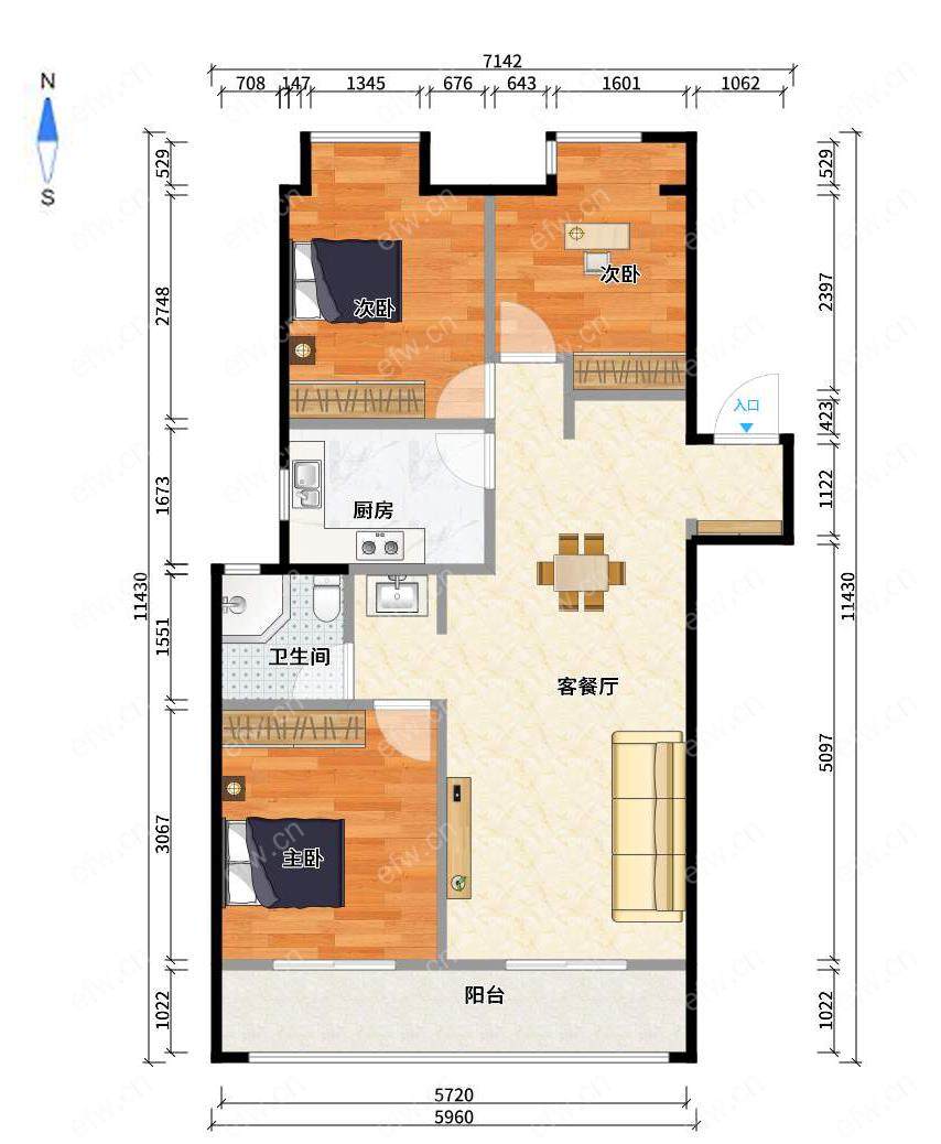 融创兰园(溪岸景园二区24-35) 3室2厅