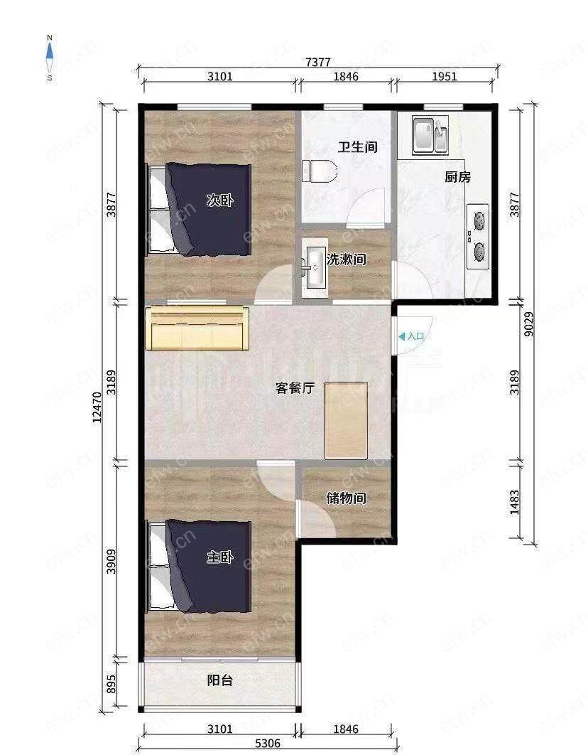 映山华庭自住精装2房 中间楼层