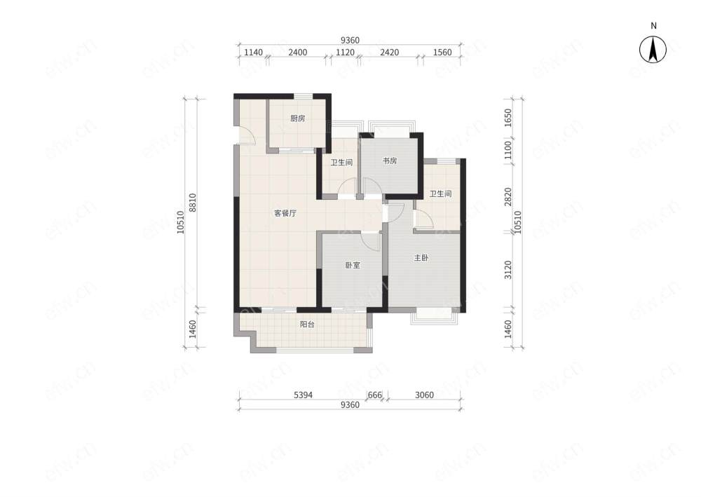 建发铂悦湾毛坯三房 三开朝南 南北通透