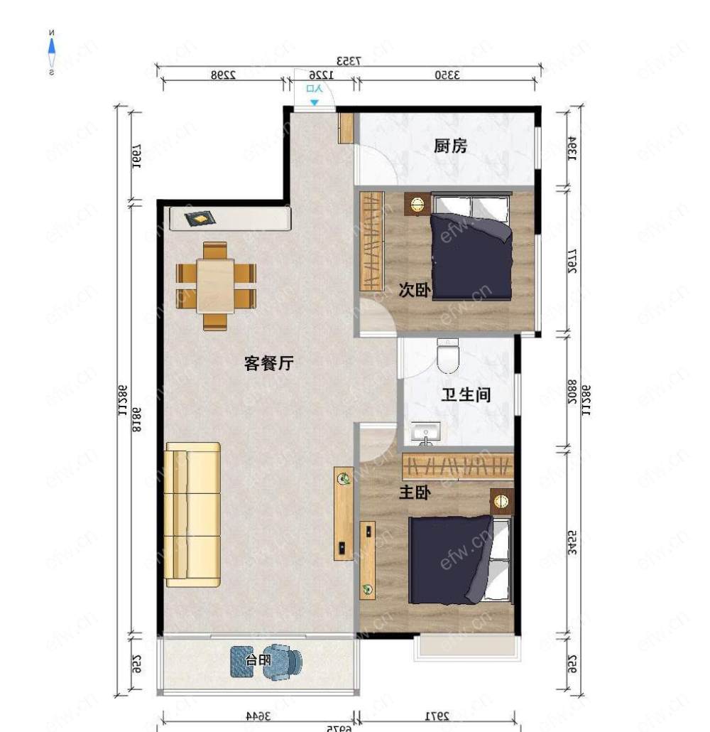 明发际新城(水岸雅苑) 2房 全明户型 另送家电