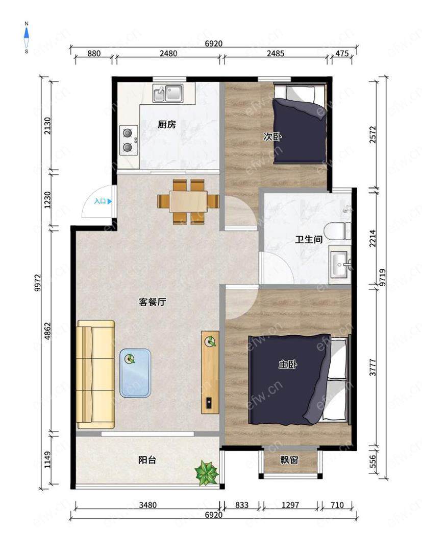 新惠家园（二期51-121） 2室2厅