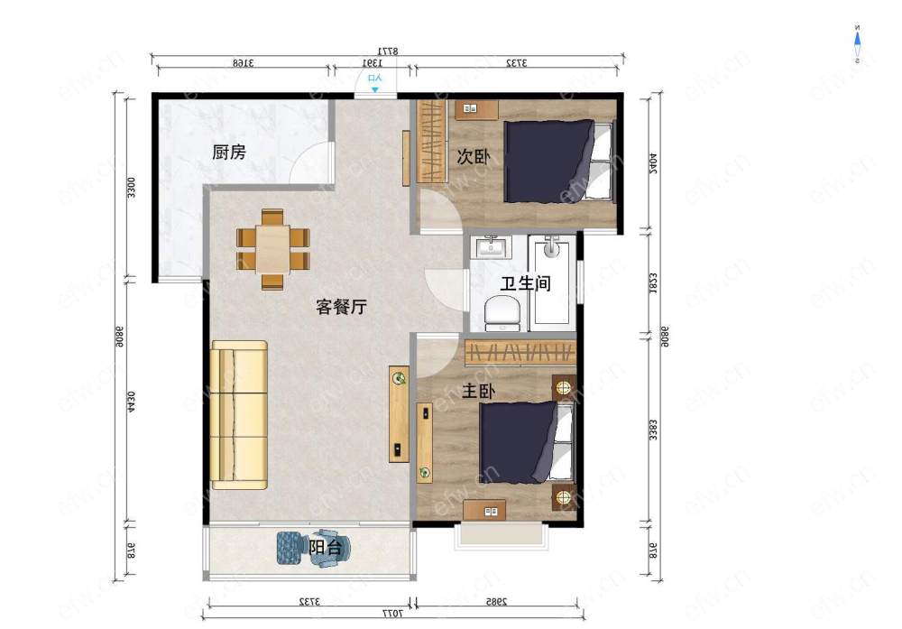 世茂首府（天域景园） 2房 全明户型 另送家电