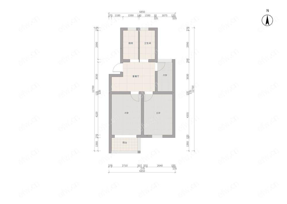 欧典家园 2房 全明户型 另送家电