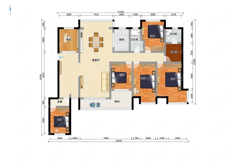 中建溪岸观邸品牌精装修大平层5房2厅2卫拎包入住