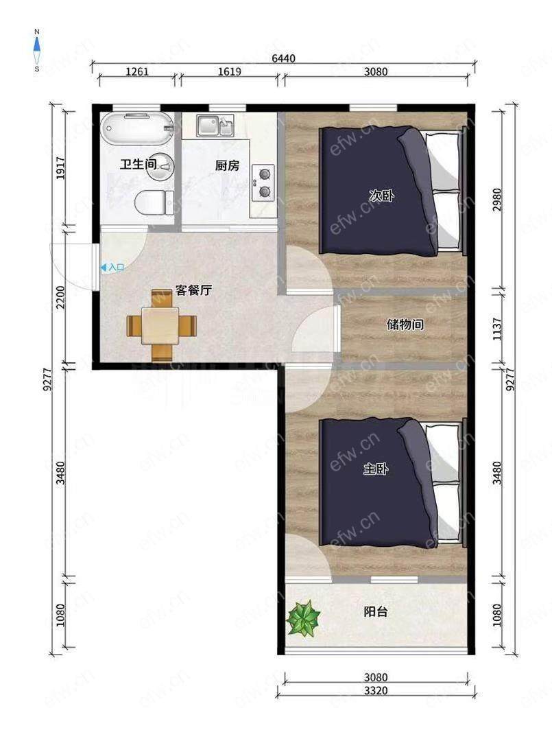 惠龙新村F区，4楼精装，2室1厅12