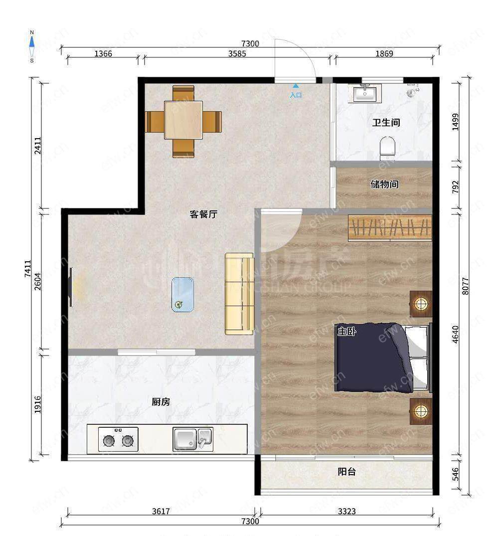 地铁口 小两房 中间楼层 全朝南户型