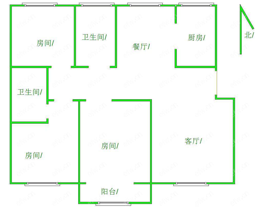 天河小区 3室2厅三开间朝南  精装 空置