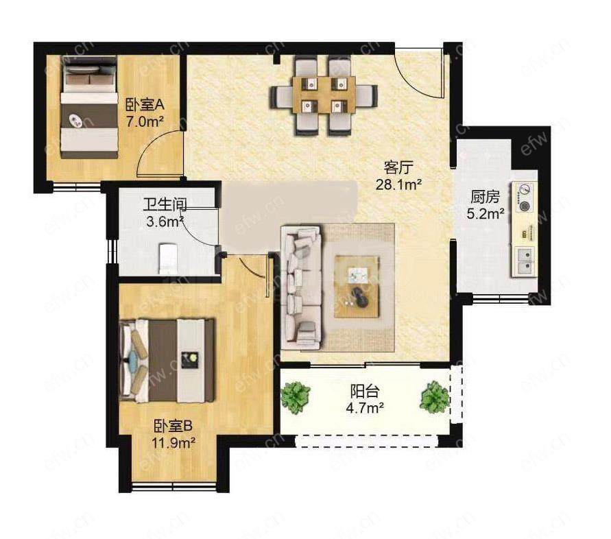 保利达自住精装两室两厅 连元街  可用