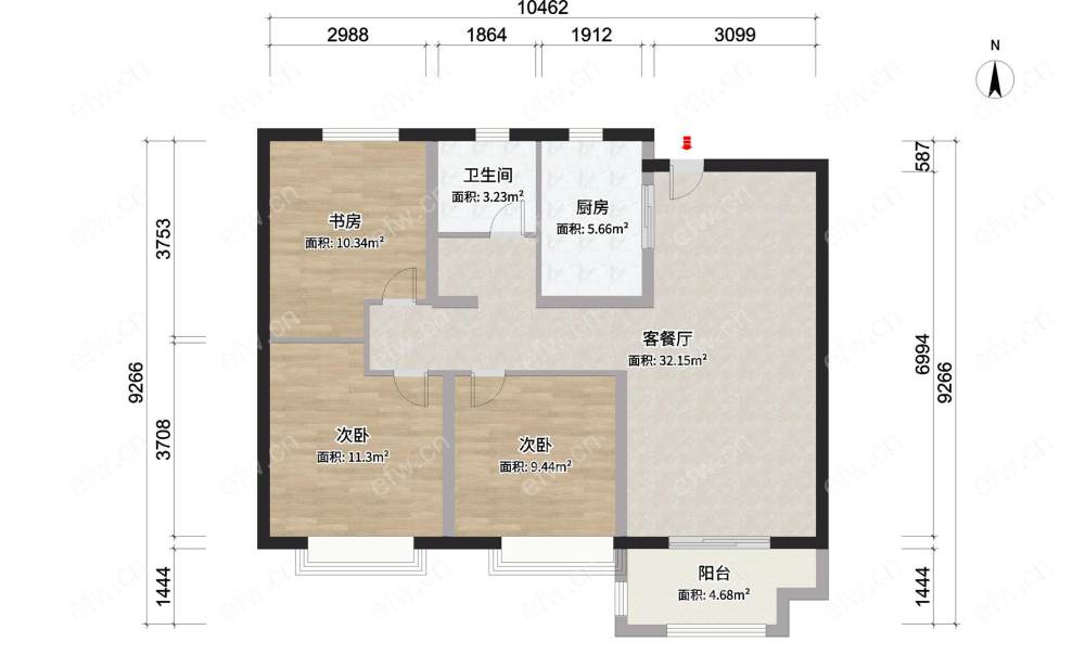 悦湖花园 3室2厅 96.06平