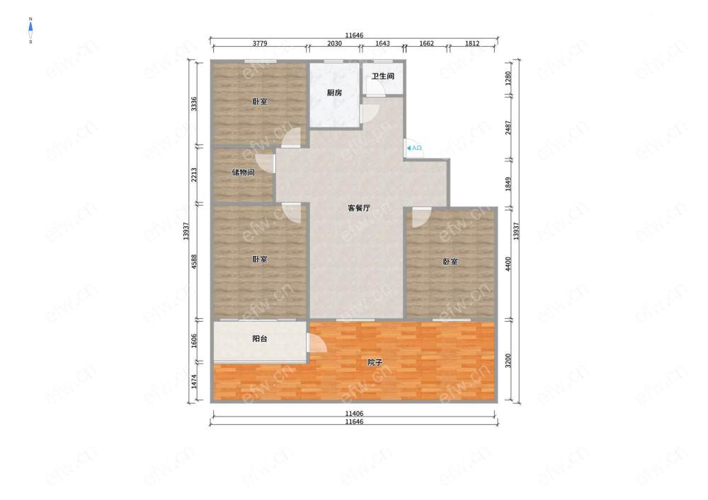 沁园新村  三室二厅一卫   一楼带双院