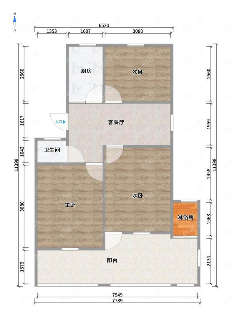 惠钱二村3房  转角阳台