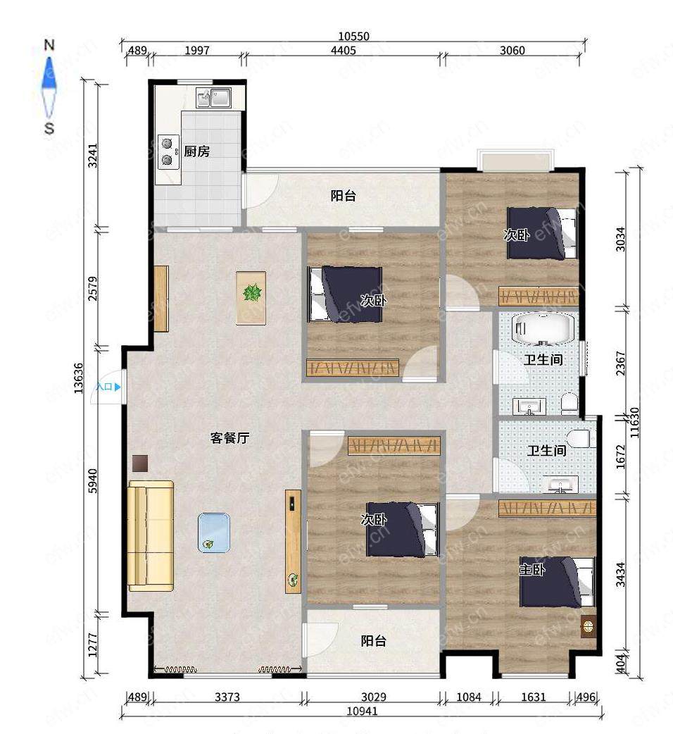 婚装全明东边户4房,蠡湖一号 格局工整合理