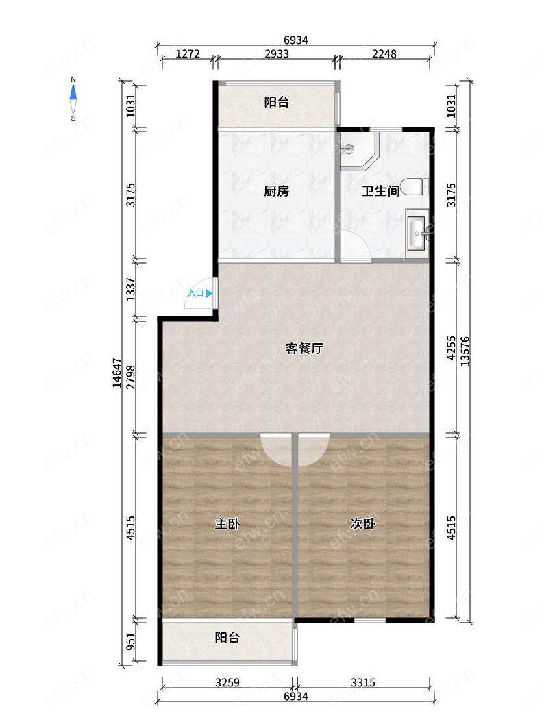扬名花园.毛坯户型佳.
