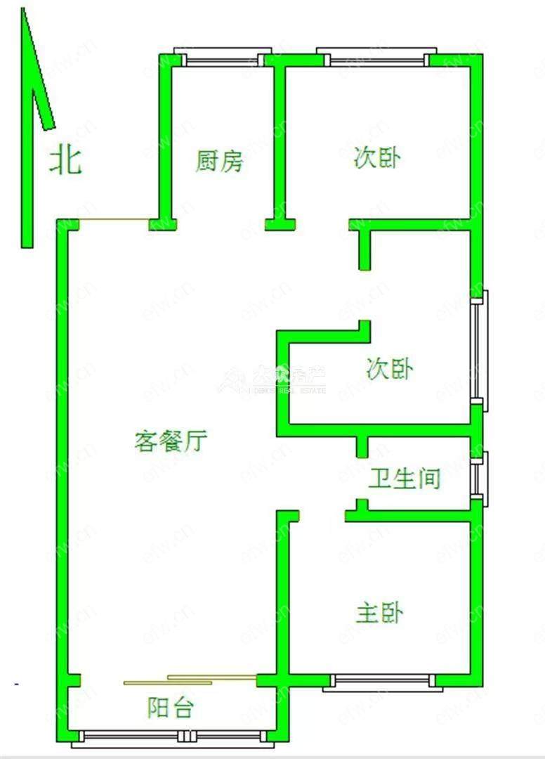 边套通透2房 可做小3房 中间楼层