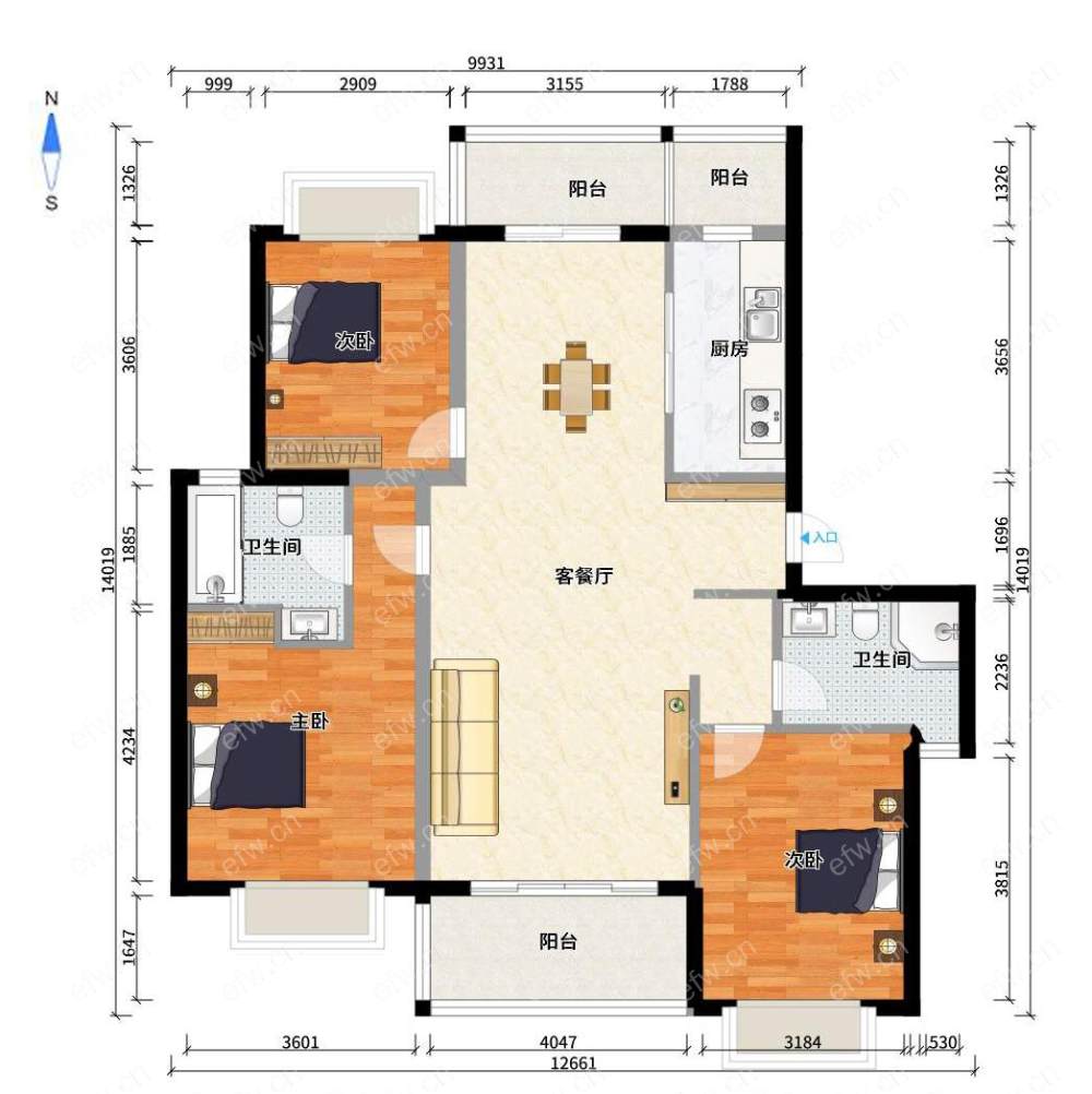 village room房 全明户型 另送家电