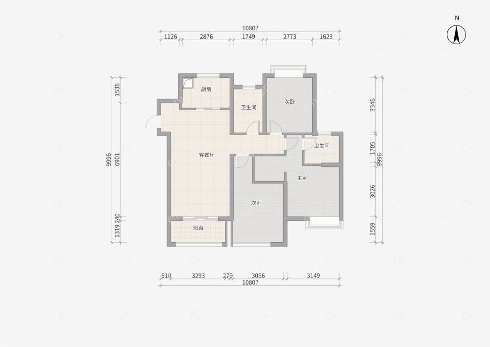 婚装全明东边户3房,中海寰宇天下二期 格局工整合理