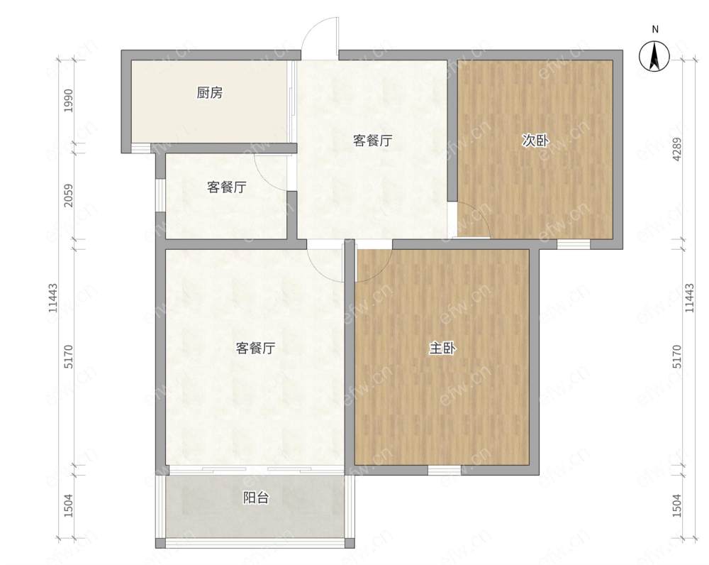 富城湾 2室1厅 中间好楼层