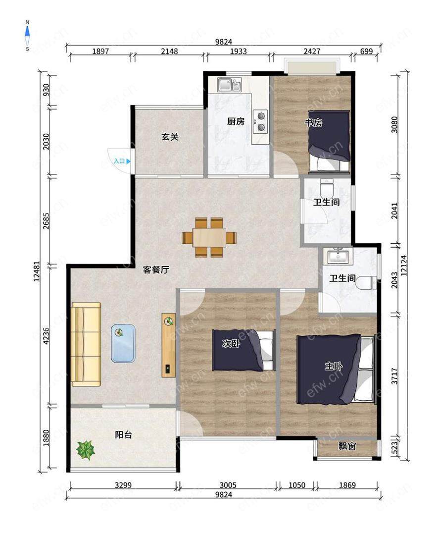 3房豪装拎包即住,金岸世家（2-35）尽享优雅品质,多重阳台+飘窗