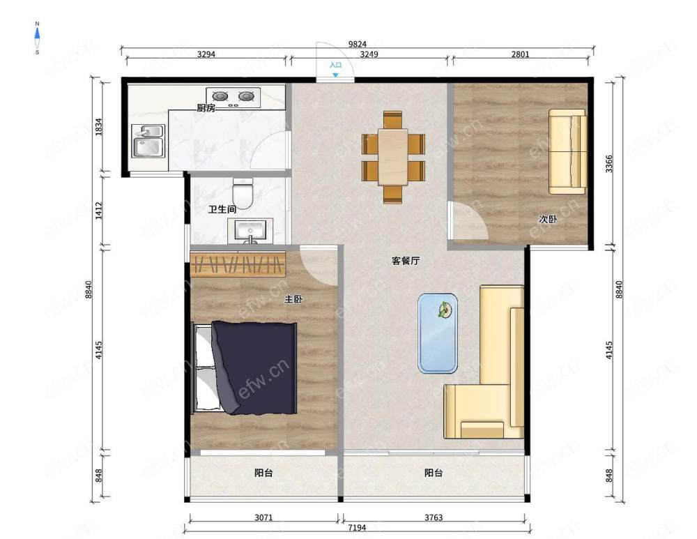 village room房 全明户型 另送家电